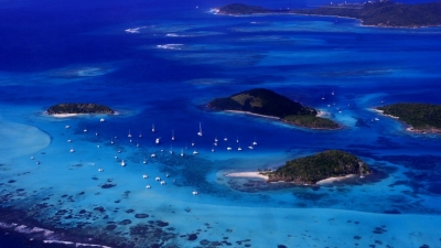 Letecký snímek - Tobago cays